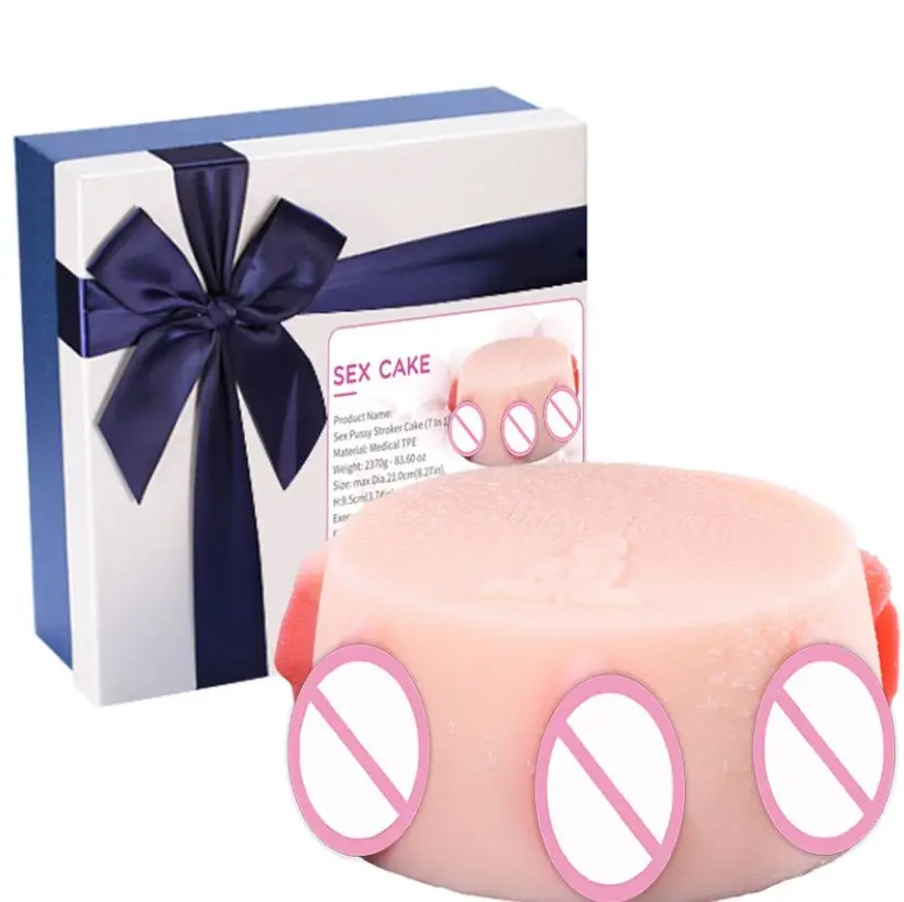 TPE Sex Cake Artificial Vagina Masturbation Pocket Pussy Sex Toys for Men  with 7 Holes Make Love Sex Masturbate Flesh Color