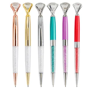 Promotion Top Large Crystal Diamond Metal Ball Point Pen With Printed Advertising Customized Logo for Office Gift