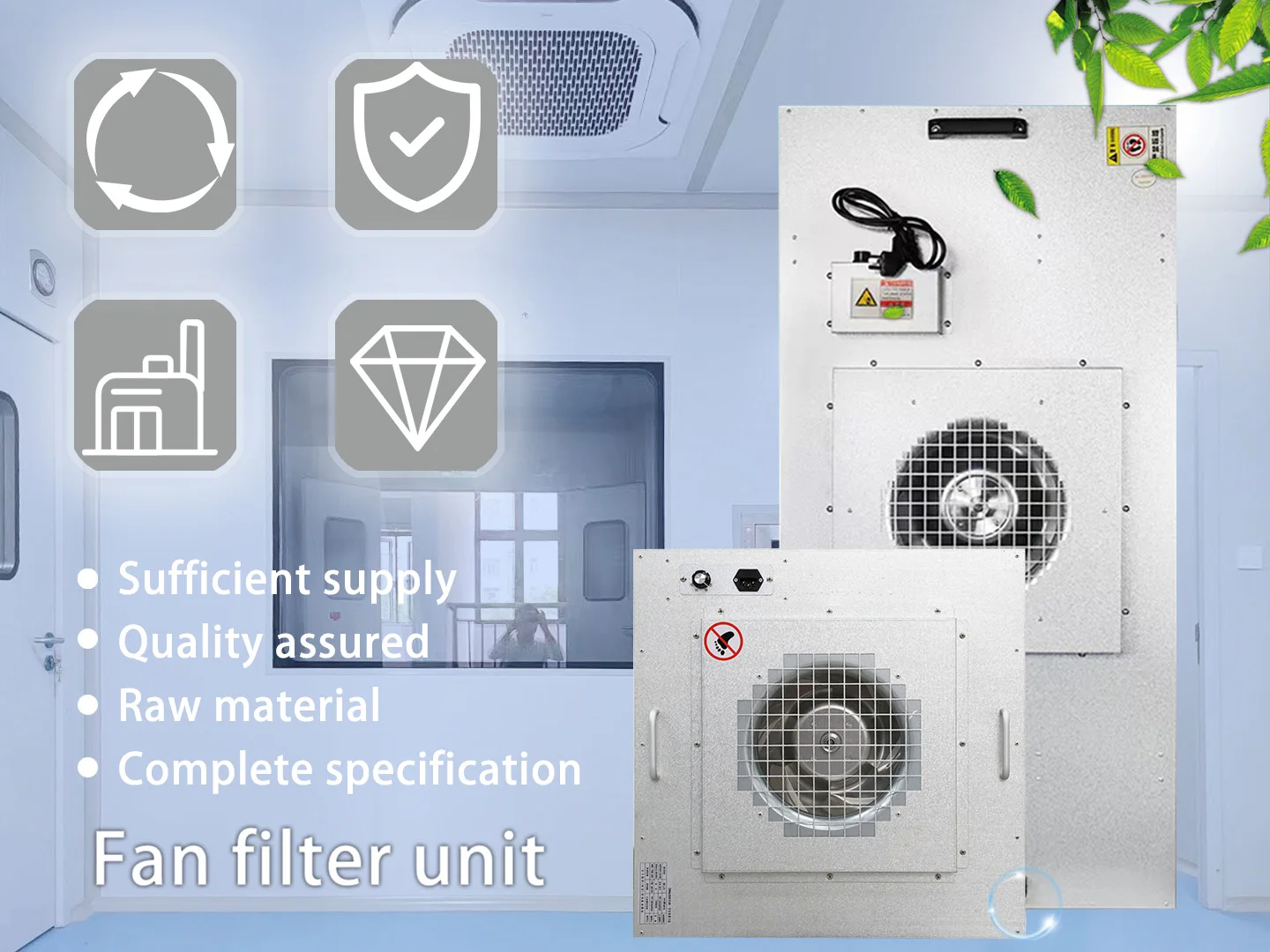 Mushroom Laboratory Hepa Fan Filter Unit 2x4 Ffu With Hepa H14 0.3um