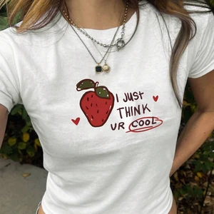 Summer T-Shirt for Women Casual Knitted Top Spice Girl Printed Short Short Tee Top