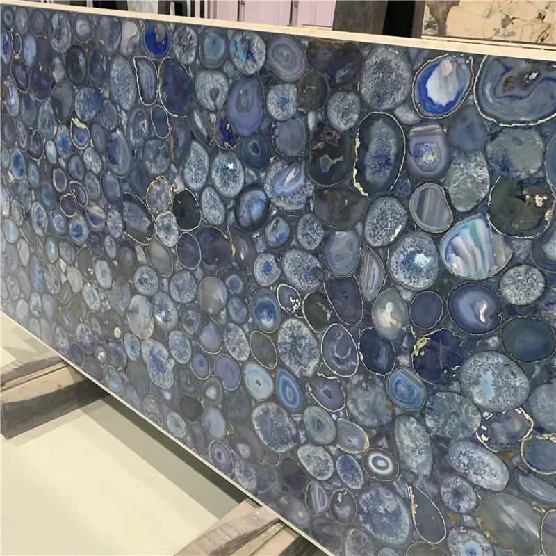 product blue agate stone semi agate stone for countertops  bar tops kitchen tops desktop514-4