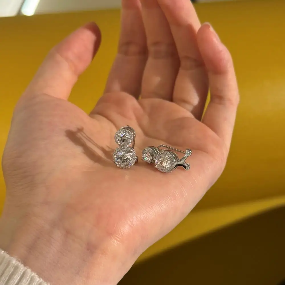 KAKODIY Designer Female 925 Sterling Silver Diamond 5A Cubic Zirconia Stud Earrings Female detail 4