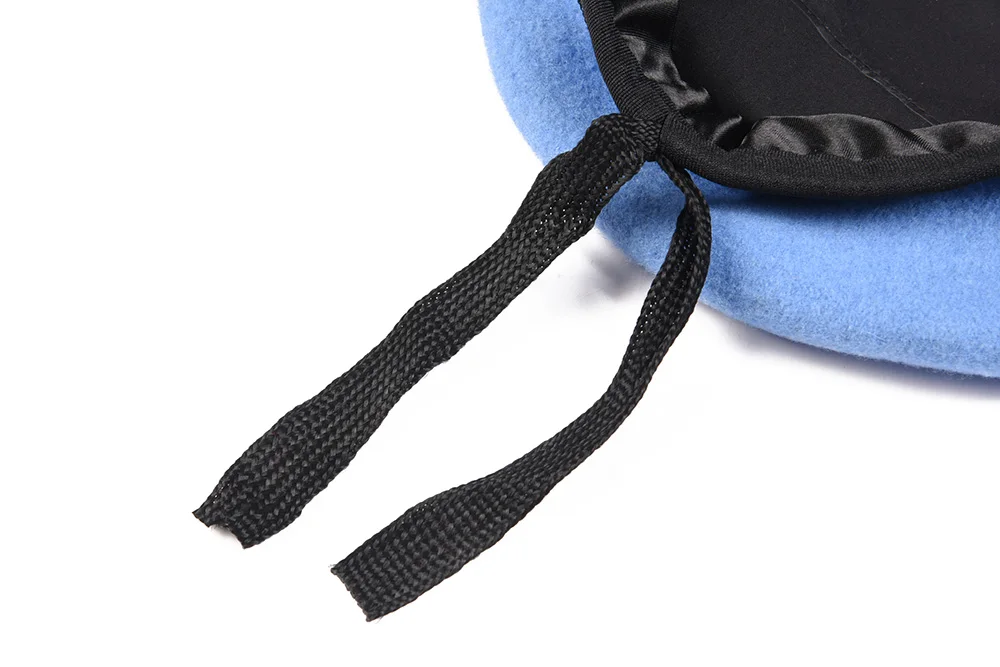Adjustable Embroidered Unisex Wool French Tactical Beret, Blue Beret Forward Cap