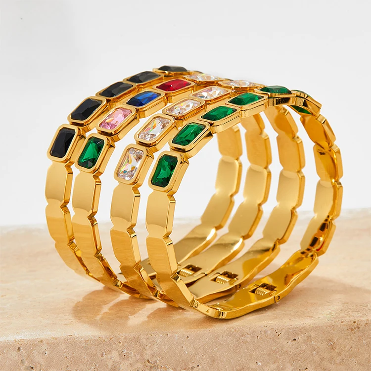 Ins Fashion Jewelry Stainless Steel Gold Plated Zircon Stone Classic