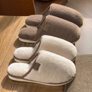 Couple's Comfortable Anti-Slip Home for Slippers Soft Cotton Plush PVC with Hard-Wearing Features for Spring Autumn Winter