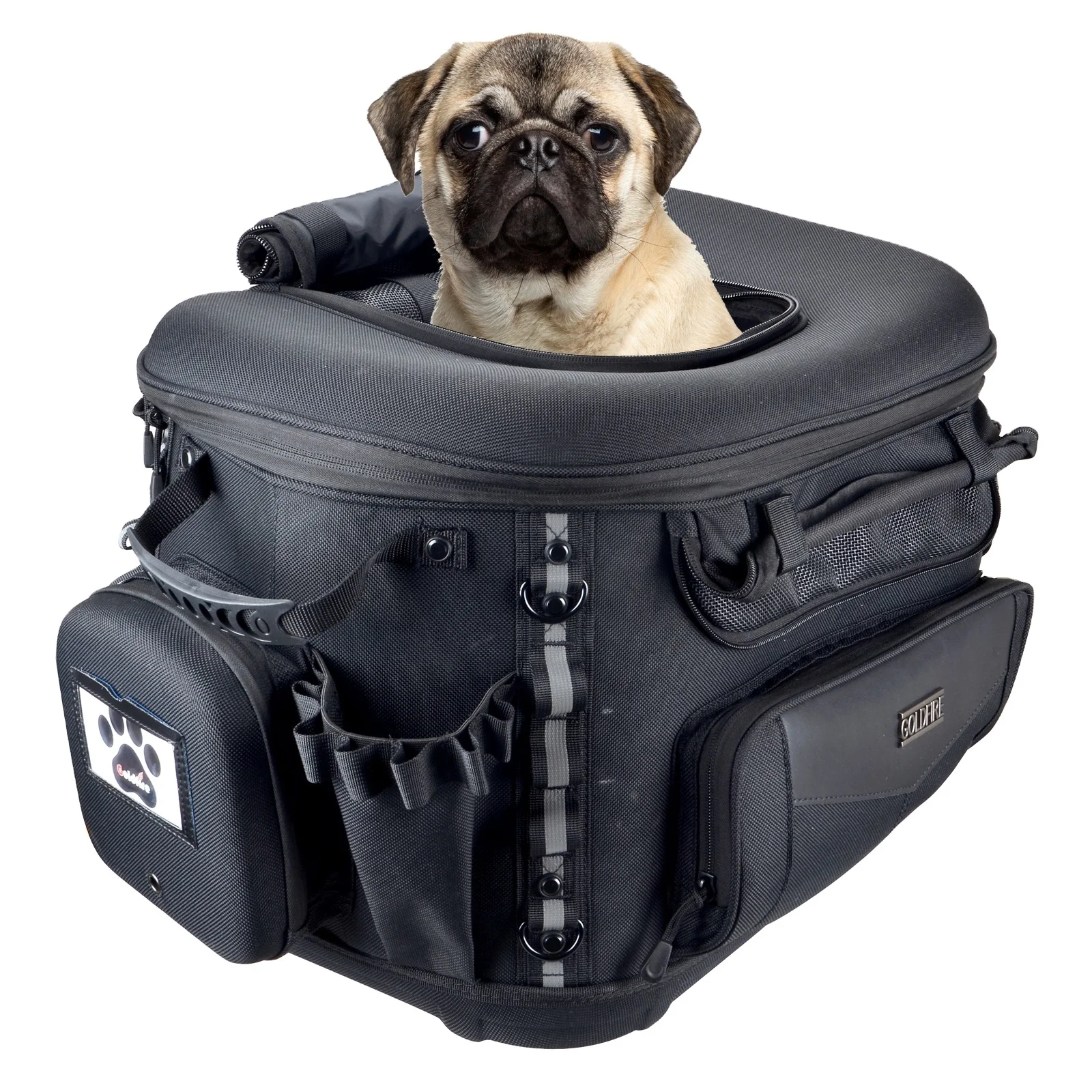 Motorcycle tank bag for dinged dogs