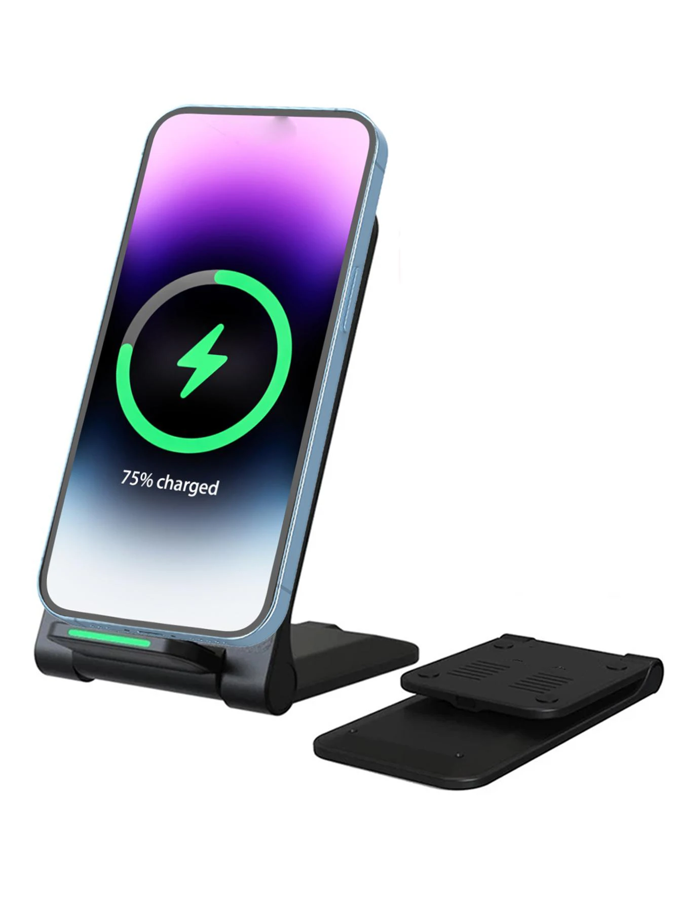 Station de charge sans fil 2 en 1 support chargeur pliable_voghion.com