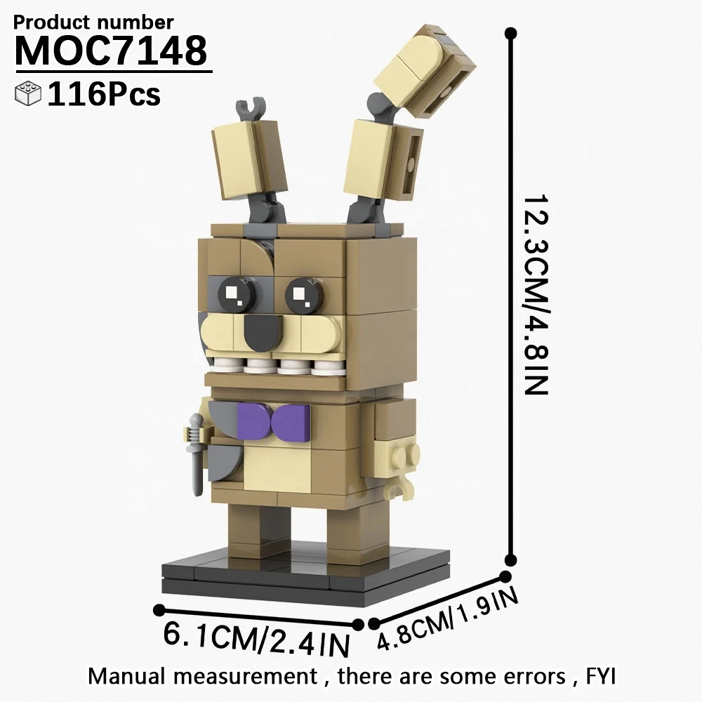 Custmozied Anime Figure FNAF Springtrap Brick Head Mini Toys Building Bricks Sets Figures Promotional Toys 5 Nights at Freddy