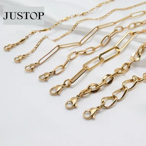 Simple Fashion Jewelry Stainless Steel Link Chain 18k Gold Plated Filled Chain Bracelet for Women Men