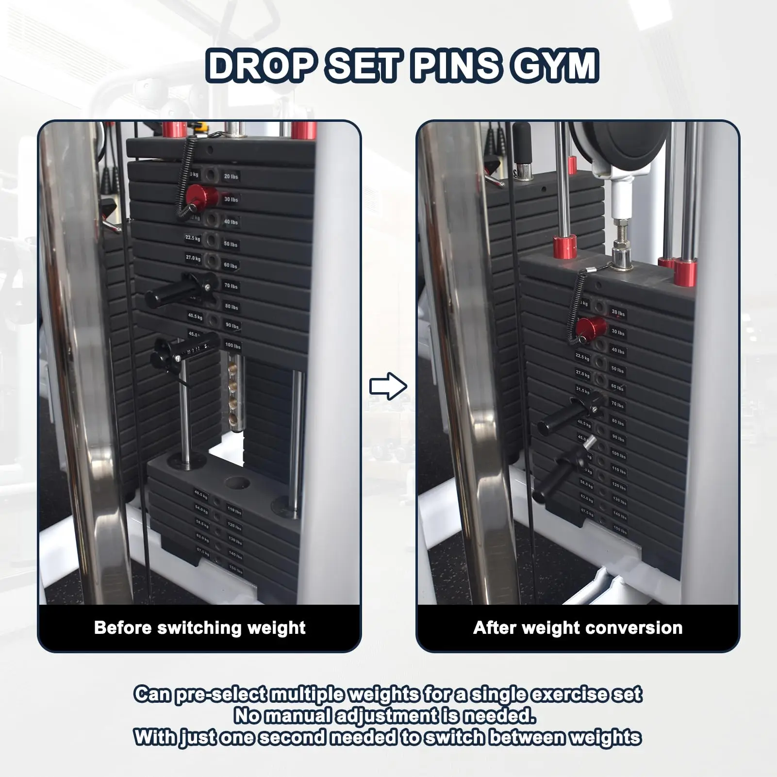 Gym Decrease Weight Pins Weight Stack Reduce Pin Loaded Dropset Gym  Accessories Gym Pins - China Drop Set Pin and Decrease Selector Weight  Stack Pins price