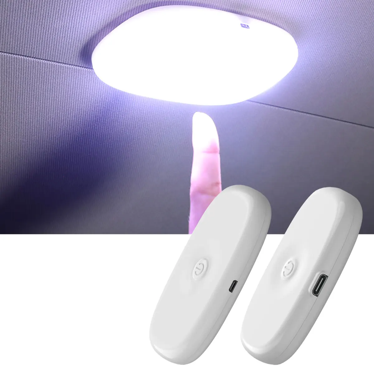 Lampe LED Intérieure Voiture Magnétique Rechargeable – Plafonnier Automatique 4 Couleurs, Lampe De Lecture & Coffre Ultra Pratique 10,5 X 9,2 Cm