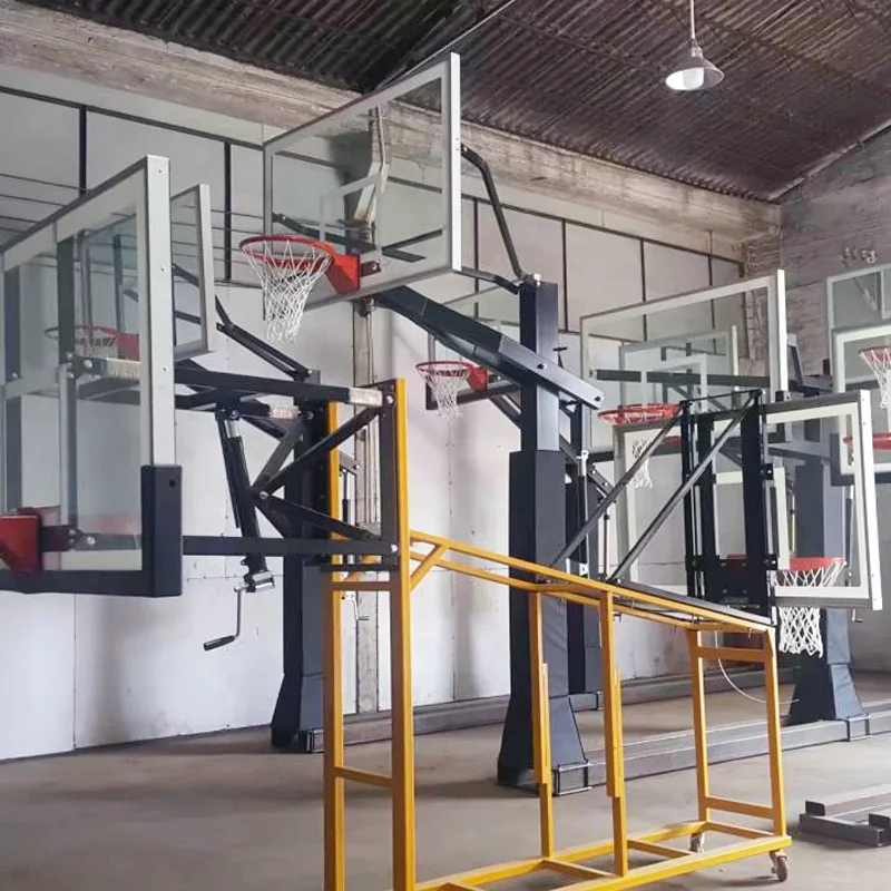 Made in China Inground Height Adjustable Basketball Hoop Stand Outdoor Basket Ball Pole with Light