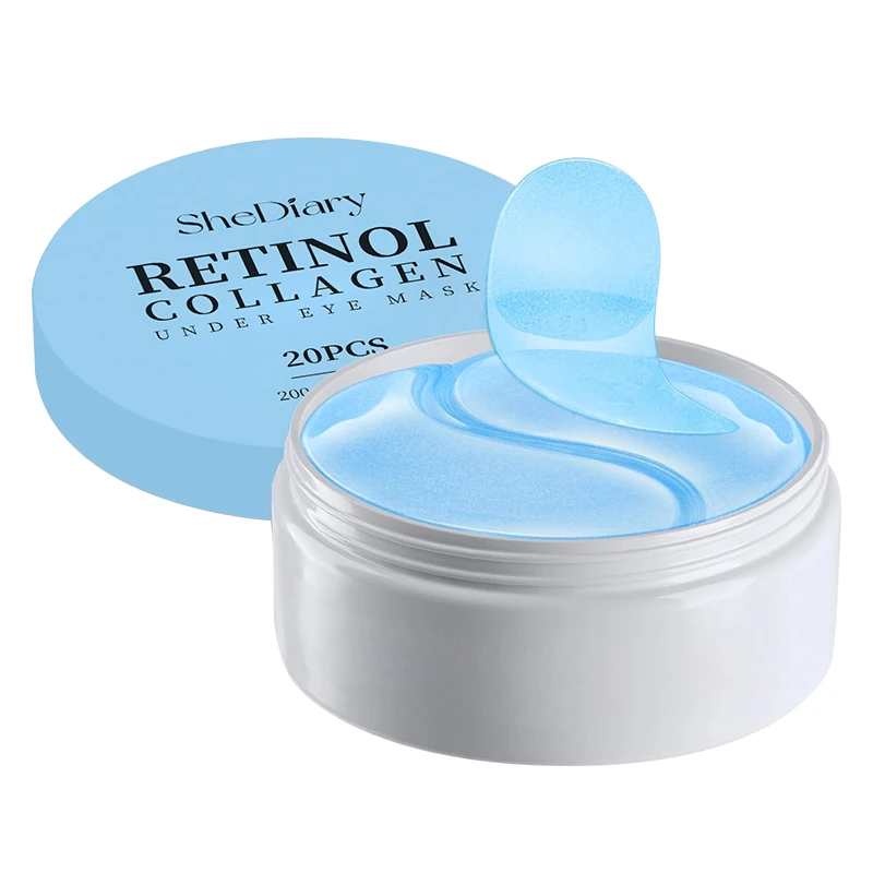 OEM 20 PCS Puffy Eyes and Dark Circles Anti Aging Gel Eye Pads Hydrogel Under Eye Patches Blue Retinol Under Mask