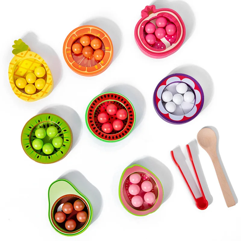 New Early Learning Color Sorting Toy Children Montessori Color Matching Fruit Cognition Game Wooden Edcuationl Toys for Kids