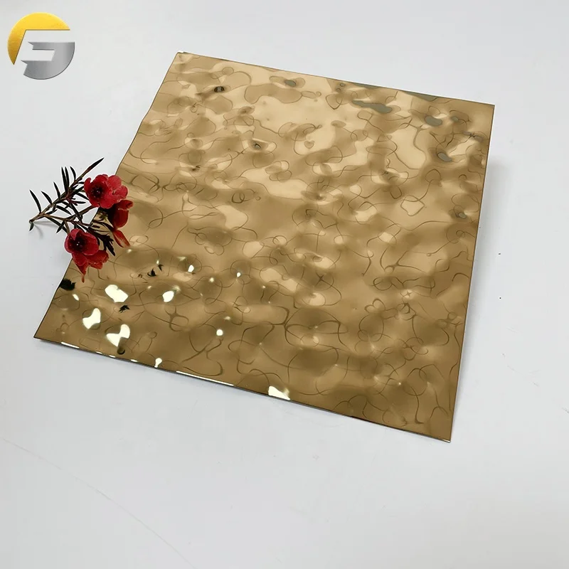 CL0053 304 Embossed Sheet for Ceiling and Wall Panel Stamped Golden Decorative Stainless Steel Brass Water Ripple Sheet