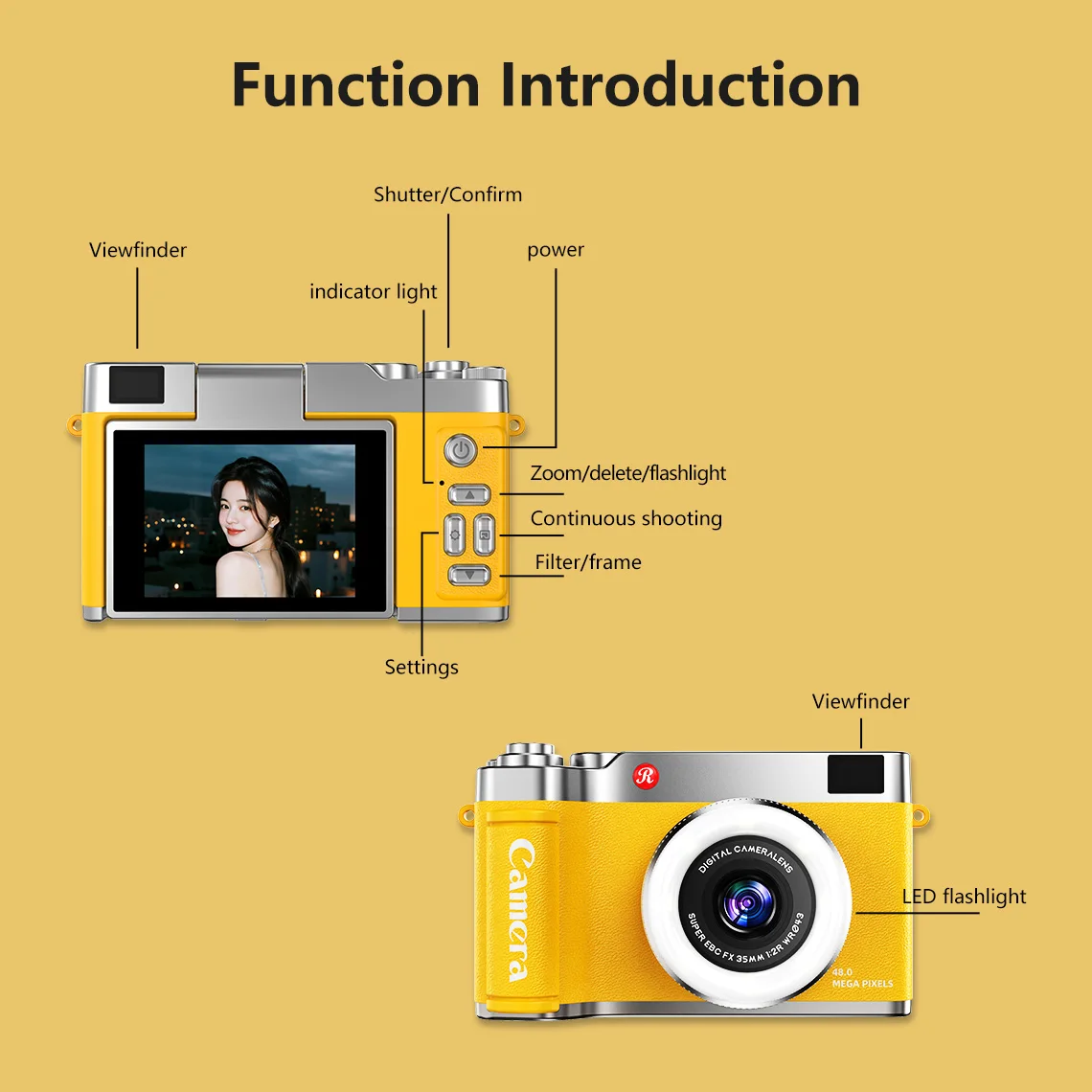 Q07 4K Digital Camera - Compact Flip Cover with 16X Zoom