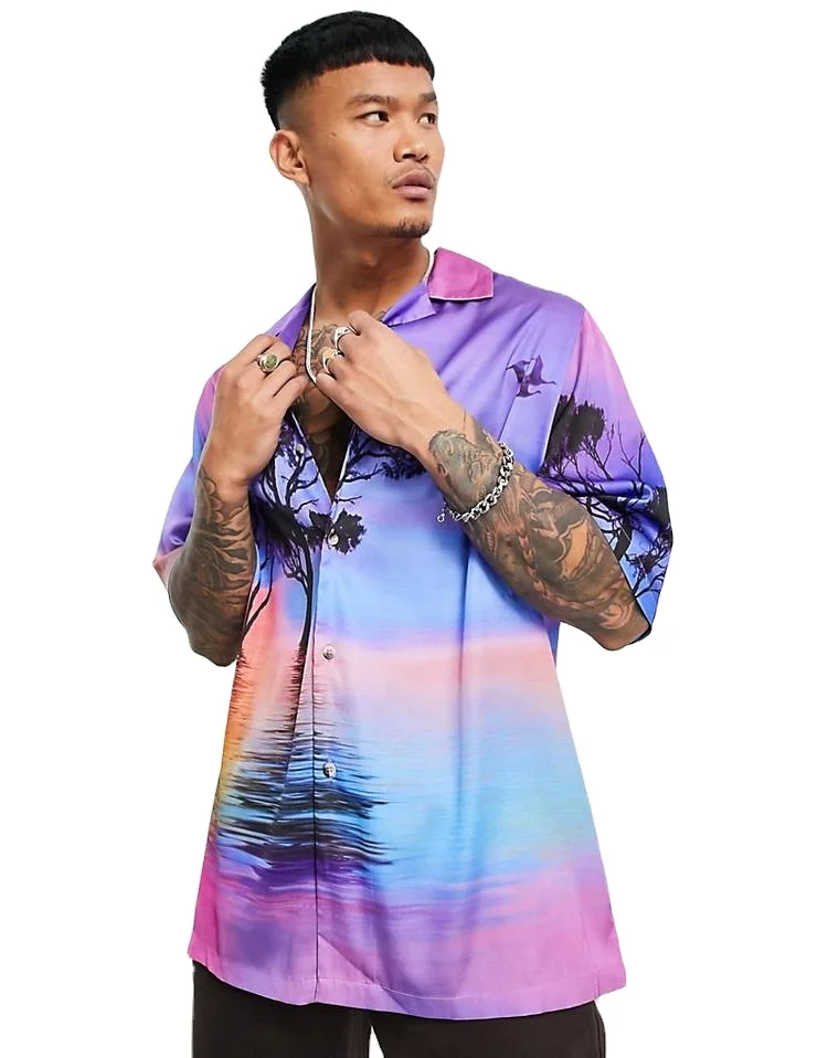 Source Customized Printing Wholesale Oversized Hawaiian Shirt For