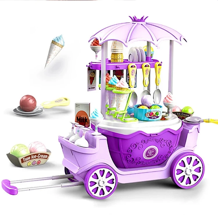 Kids Supermarket Ice Cream Cart Shop Dessert Food Pretend Role Play Set Toy Gift 