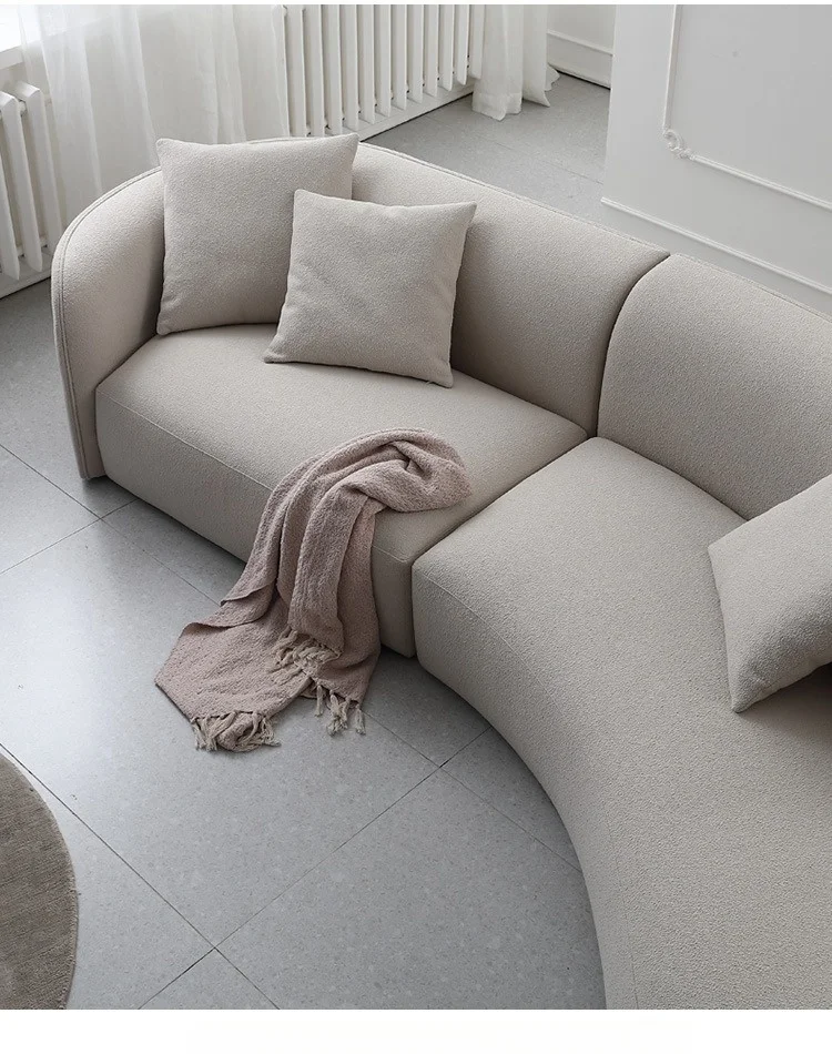 Luxury Modern Style Living Room Interior Curved Sofa & Lounge Chair Set Sofa Set Furniture Living Room