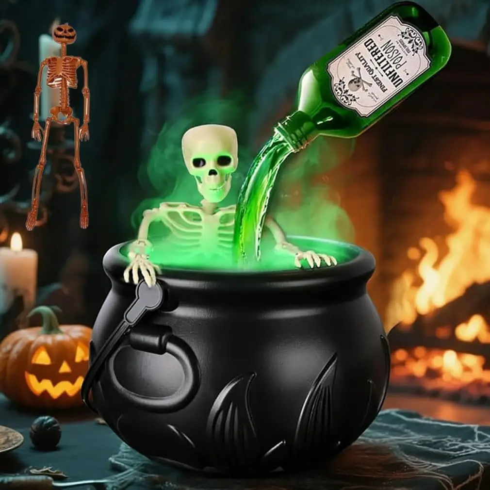 2025 New Arrival Halloween Cauldron Decor with Magic Floating Potion Bottles and Diffuser for Festive Halloween Decorations