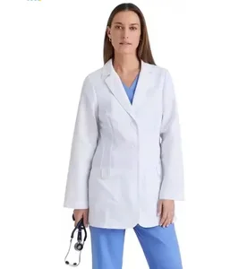 Breathable Bleaching Resistant White Women Polyester Doctor's Twill Lab Coat for Dentist Women