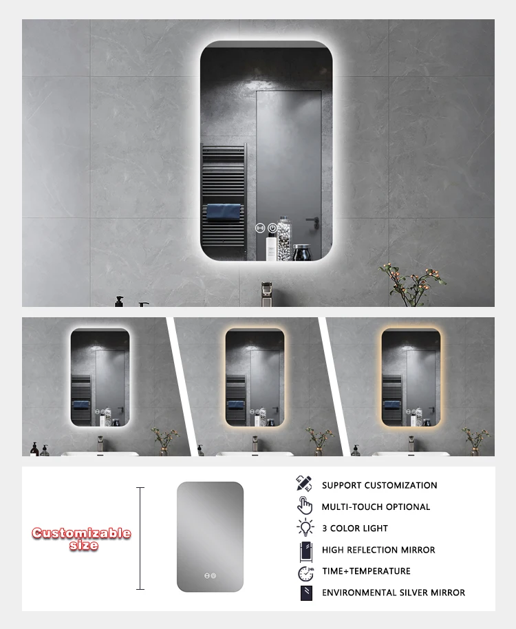 product bedroom modern luxury furniture smart led bathroom mirror anti fog frontlit illuminated wall hair salon mirrors-4