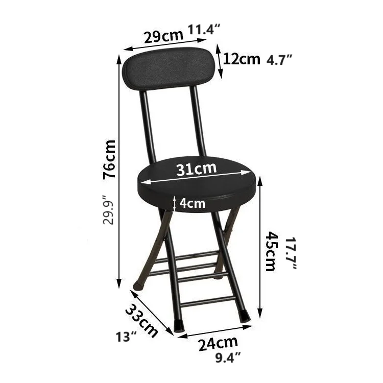 Portable Folding Stool, Heavy Duty Fold up Stool Metal Foldable Stool Collapsible Round Stool, 300 lbs Capacity for Camping