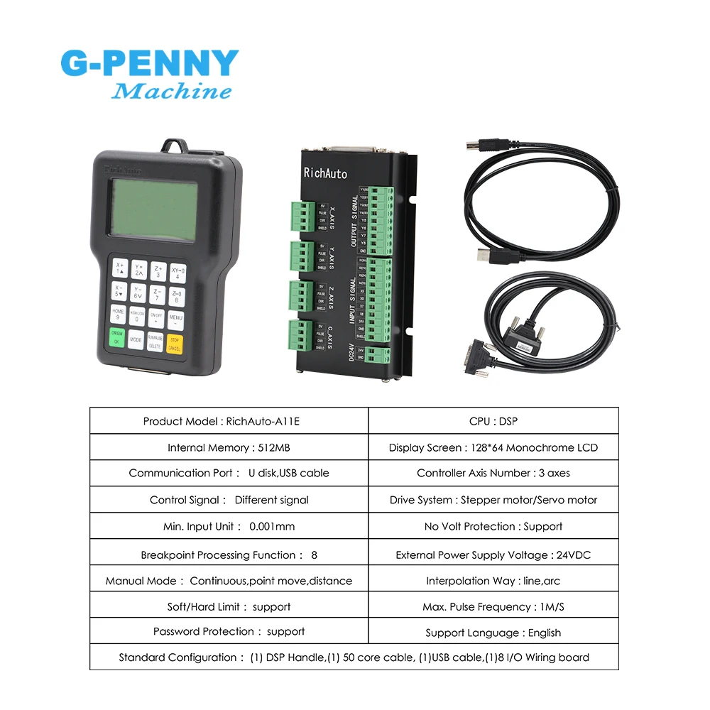 RichAuto DSP A11 CNC Controller Original 3 Axis Motion Controller  English Version for CNC Router Machine