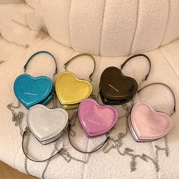 2024 Fashion girls mini bag cute children candy color handbags kids heart shaped purse