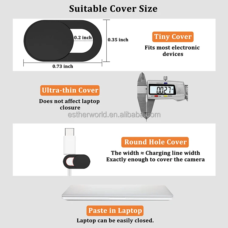Ultra-Thin Privacy Protection ABS Material Laptop Webcam Cover Slide Compatible with MacBook PC iMac iPad for Etc