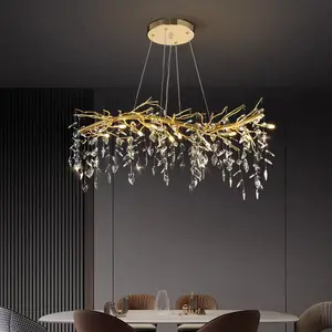 Crystal Chandelier Simple Modern Light Luxury Restaurant Indoor Living Room Pendant Modern Chandelier Crystal Lamp