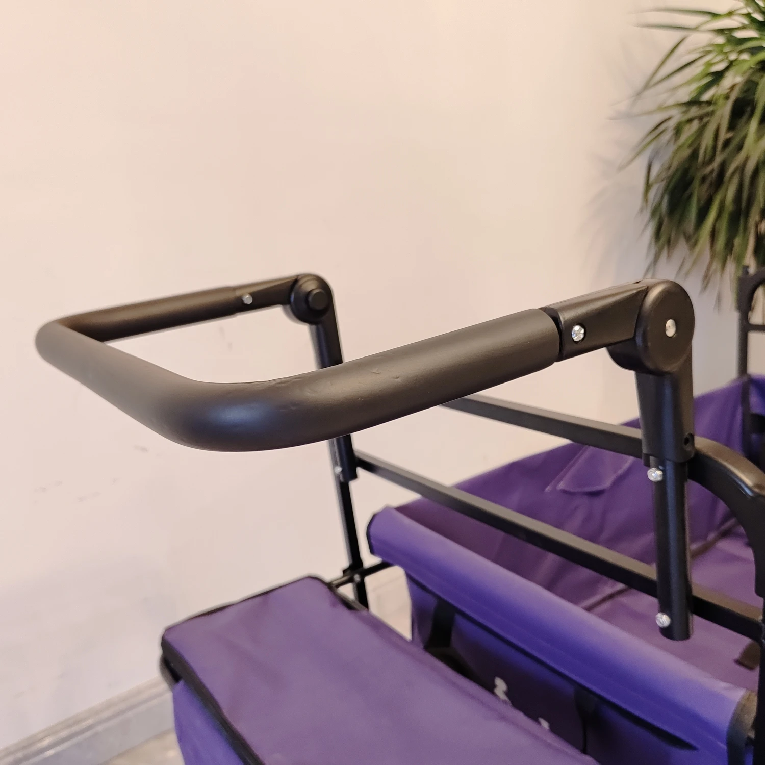 Outdoor Camping Folding Wagon Canopy On Top Adjustable Handle Wide Wheel Purple