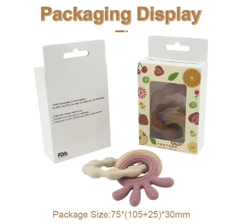 Bpa Free Baby Chewing Wooden Teething Rings Silicone Teether Toys