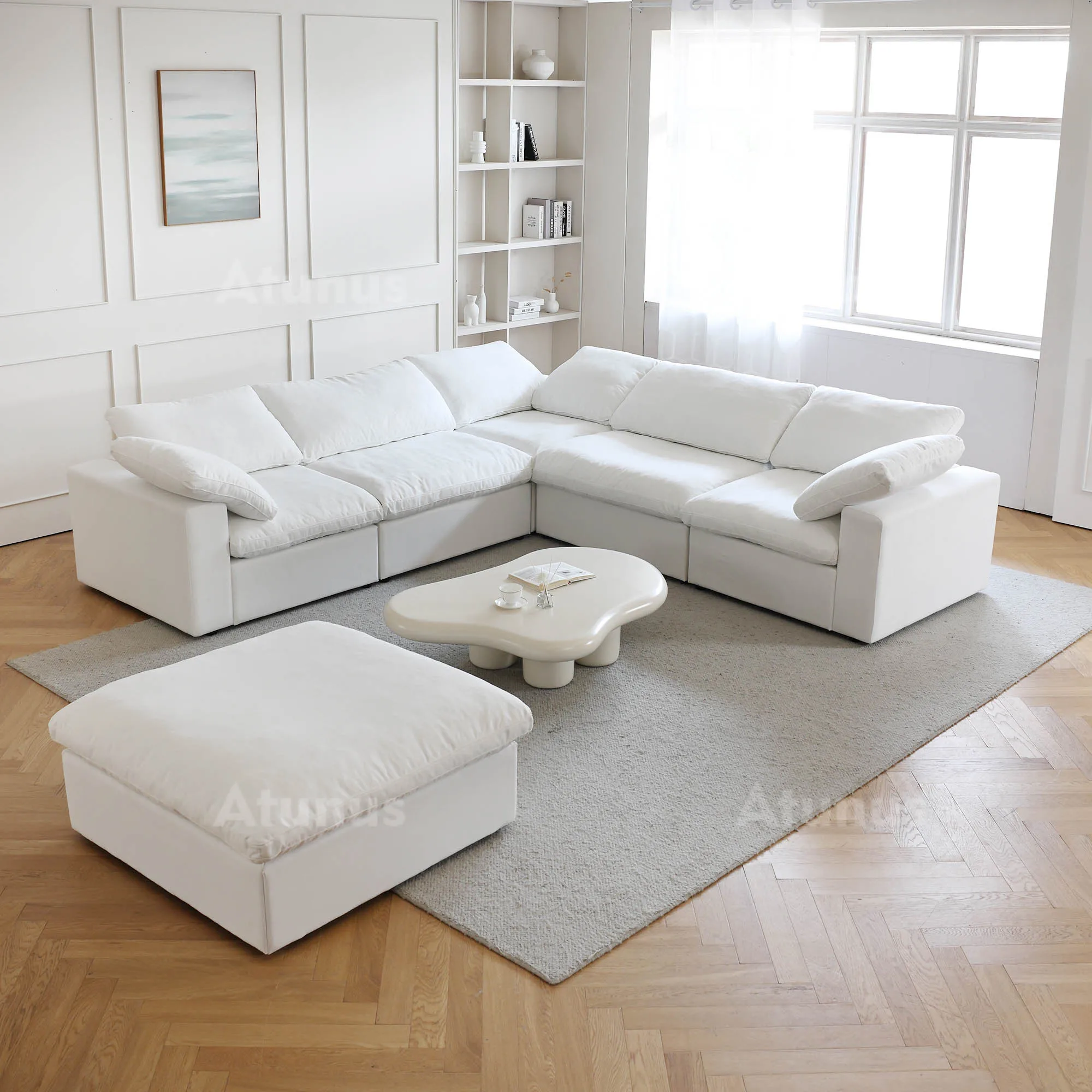 ATUNUS USA in Stock Drop Shipping Modern Sofa Living Room Furniture Nordic White Cloud Modular Sectional Couch Sofa Sets