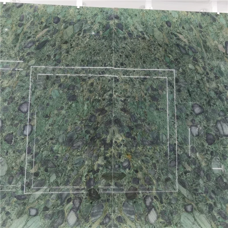 Emerald green quartzite backlight led brazilian exotic stone slab for villa tv wall design