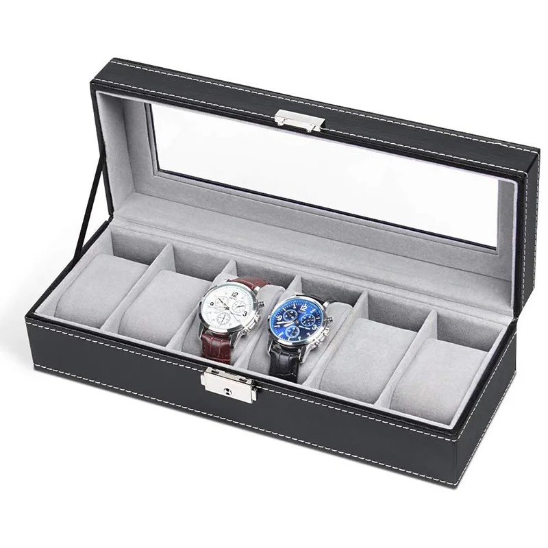 Boîte De Montre En Cuir Noir,Boîtier Cadeau Pour Montres Présentoir,Boîtier  Organisateur De Bijoux En Verre,Rangement,Nouveau Design 2019 - Buy Noir Boîte  De Montre En Cuir,Emballage Montre En Cuir Boîte,Boîte En Cuir Pour