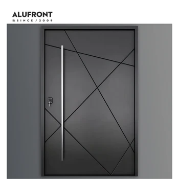 ALUFRONT Luxury Modern Customized Size Front Entry Doors Aluminum Alloy Iron Exterior Security Doors Exterior Doors for House