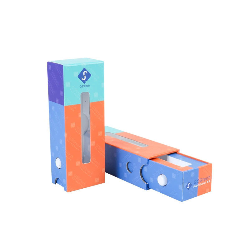 Biodegradable Custom Logo Button Oil Pen Child Resistant Paper Slide Out Package Box With Display Window With Insert