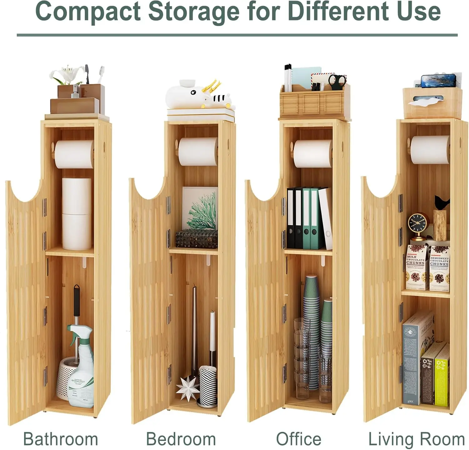 product bamboo slim bathroom storage cabinet narrow toilet paper holder freestanding tall organizer for toiletries  bathroom essentials-7