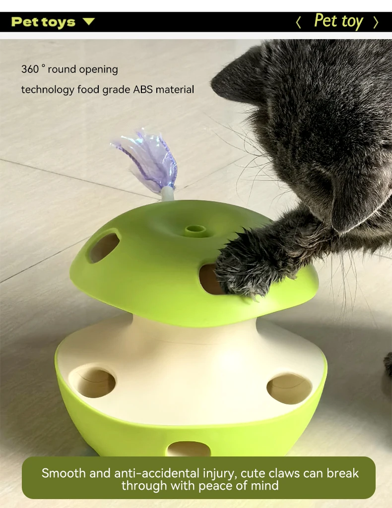 New Cat Electric Toy apple Shape butterfly Caterpillars on the Upper and Lower Layers Can Be Selected to Tease the Cat Stick details