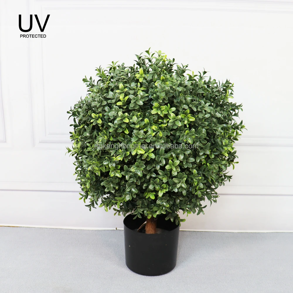 Artificial Plants & Greenery Simulation Topiary Ball Bonsai Green Faux Boxwood Trees Potted High Quality Buxus 60Cm