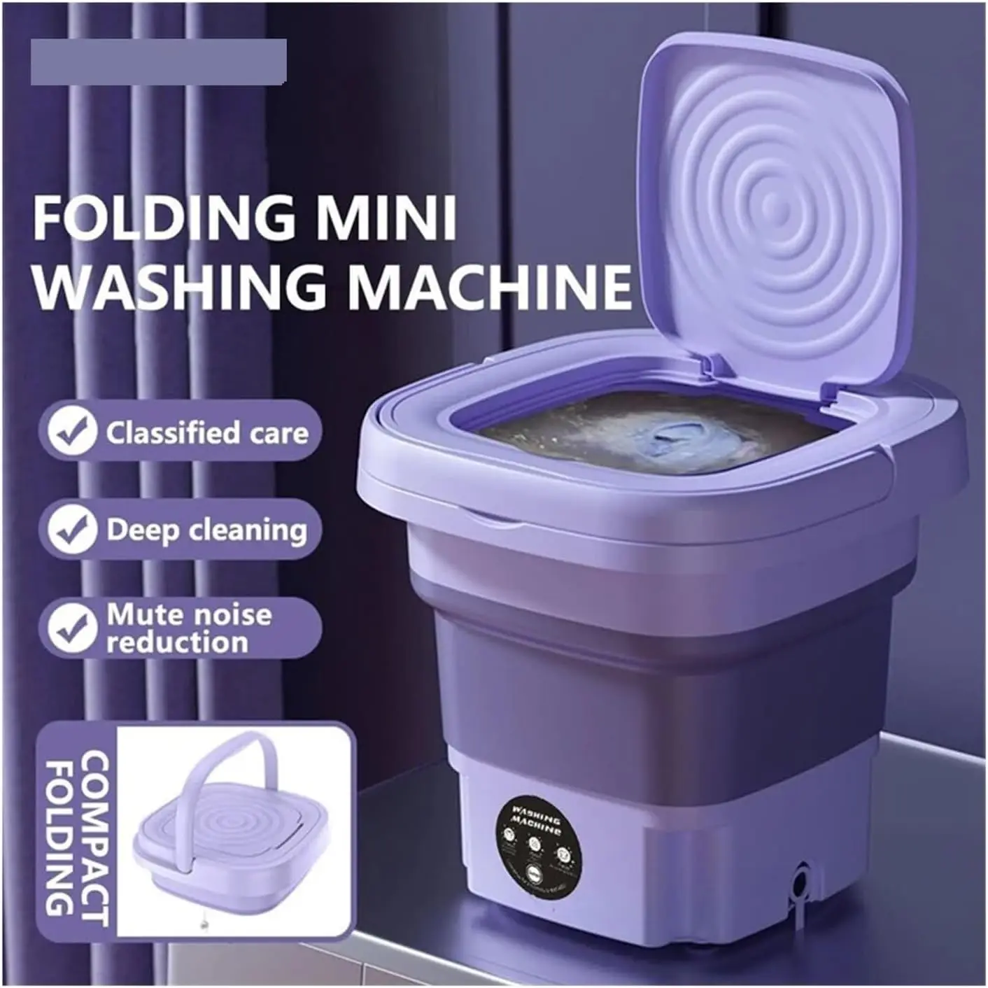 Underwear Socks Fully-automatic Electric Foldable Tub Laundry Washer Portable Mini Folding Washing Machine With Spin Dry 8L