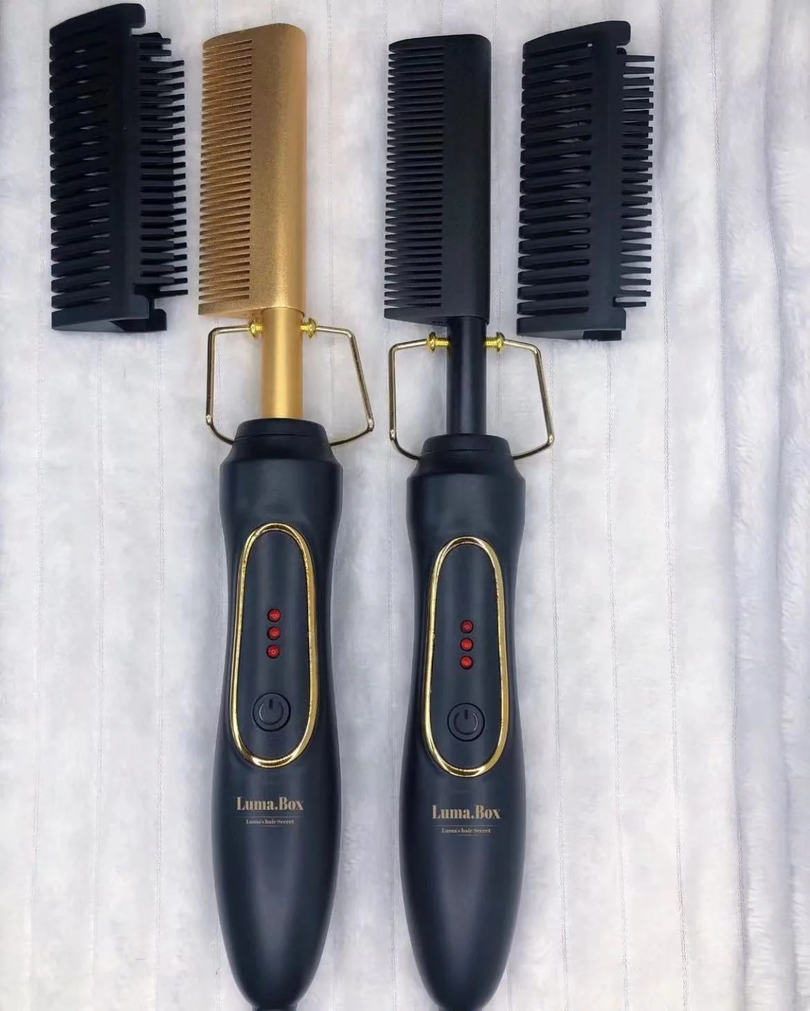 Оптовая продажа, индивидуальная этикетка, медная электрическая расческа, высокотемпературный выпрямитель для волос, блестящая расческа для вьющихся волос