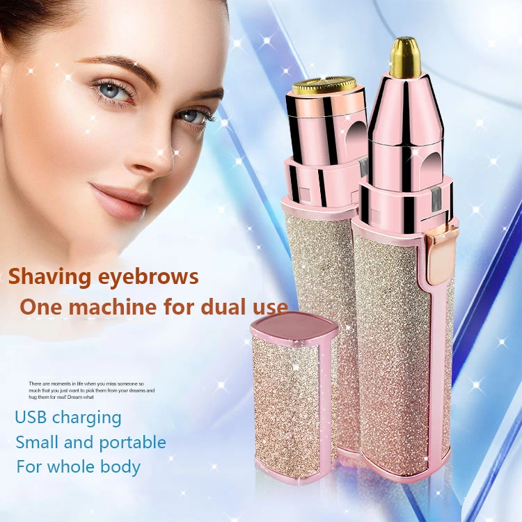 Instant 2 In 1 USB Rechargeable Face Epilator Hair Remover Electric Eyebrow Trimmer