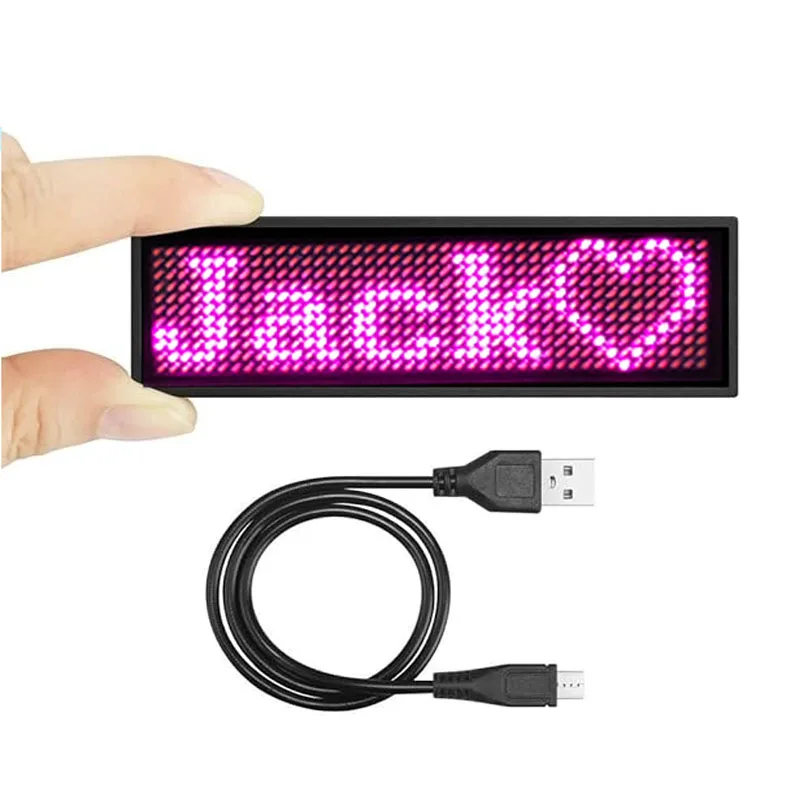 Recharge Programmable Small Led Display Screen Business Badges Led Name Tag