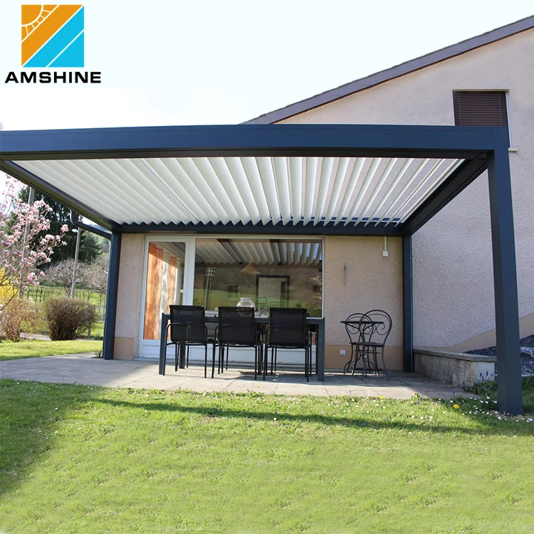 Customized Pergola Electric Remote Control Louvre Roof Gazebo for Swimming Pool