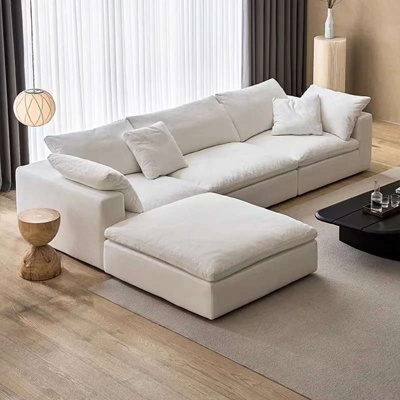 Modular Cloud Sofa Resistant Living Room Sofa Sectional Couch in Fabric Boucle Linen Rearrangeable Oversized Spill Proof Stain