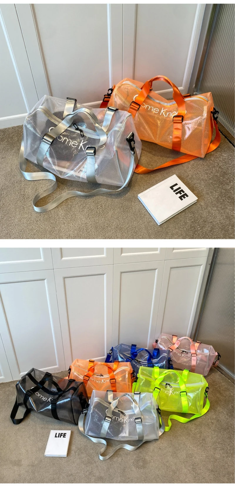 Custom Logo Large Capacity Portable Clear Fitness Pvc Duffel Bag Sport Gym Travel Duffle Beach Bag For Women