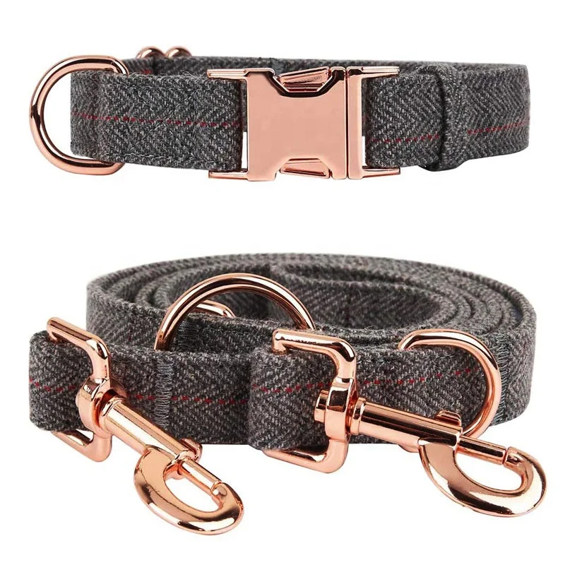 Hot Sell Heavy Duty Tweed Wool Fabric For Dog Collar And Leash Set With