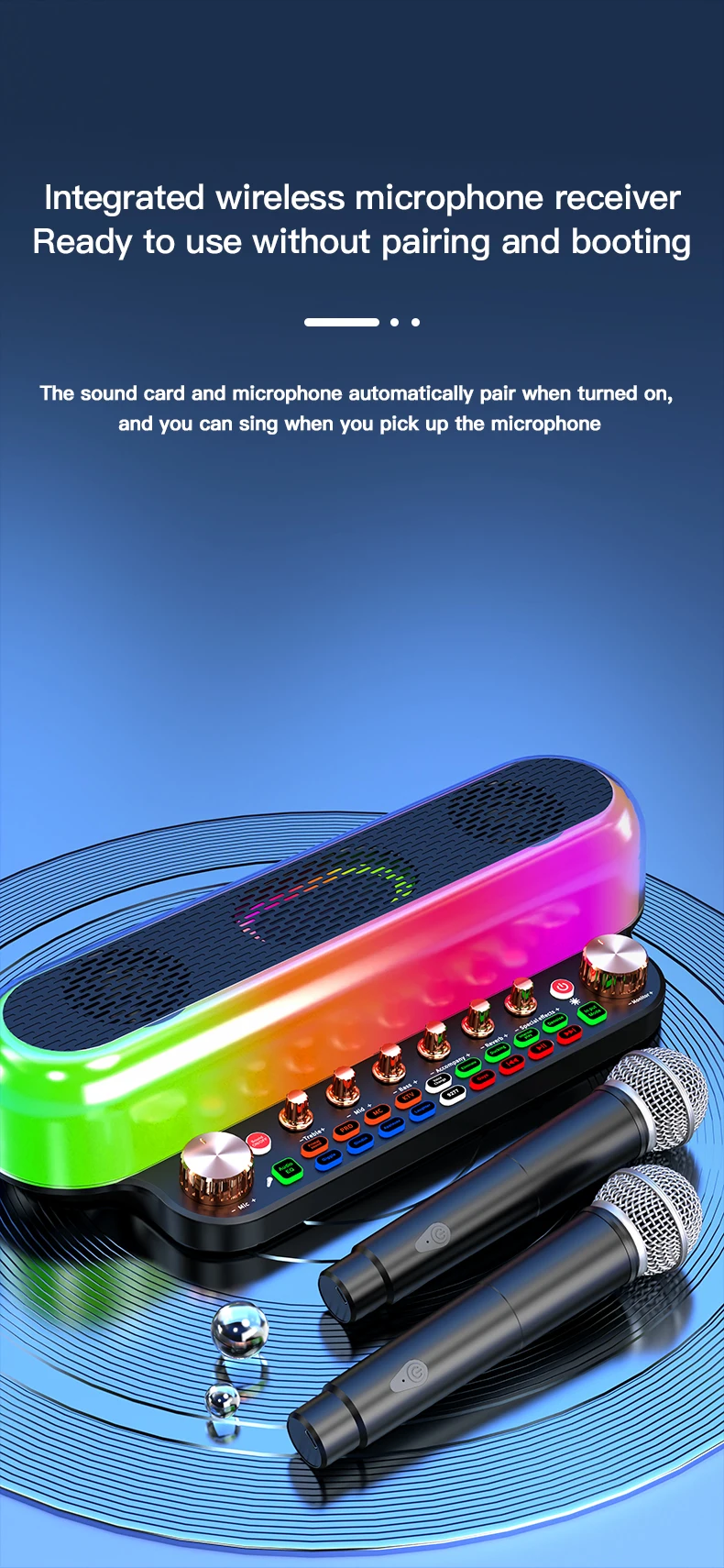 Soundcard Audio Mixer Box Music Microphone for Karaoke Machine Set Podcast for Studio Recording